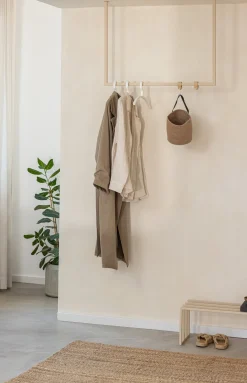 Rail à vêtements carré en acier beige cashew 80x80cm Rubi - Metallbude