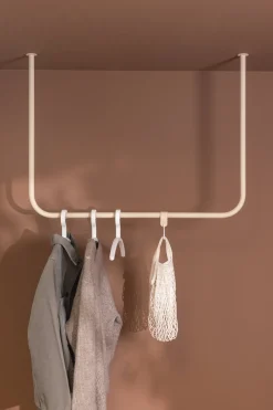 Rail à vêtements rond en acier beige cashew 80x60cm Enio - Metallbude