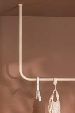 Rail à vêtements rond en acier beige cashew 80x60cm Enio - Metallbude