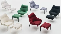 Repose-pied en tissu gris clair et acier noir O2 - HAY