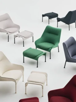 Repose-pied en tissu gris et acier noir O2 - HAY