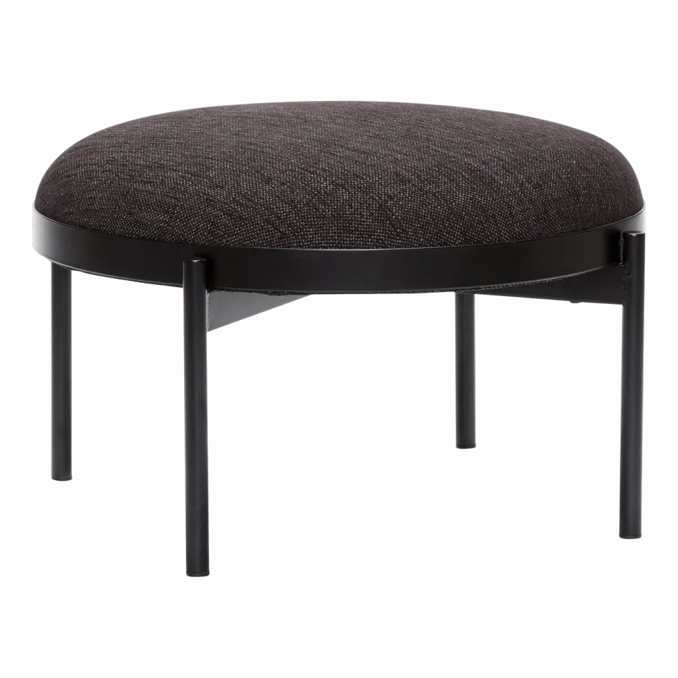 Repose-pied rond en tissu noir - Hübsch