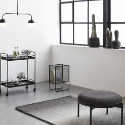 Repose-pied rond en tissu noir - Hübsch