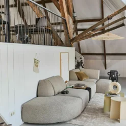 Repose-pieds en bouclé taupe S Jax - Hkliving