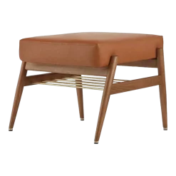 Repose-pieds en cuir naturel marron et frêne foncé Fox - 366 Concept