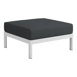 Repose-pieds en métal gris austral et tissu gris ardoise Easy - Tiptoe