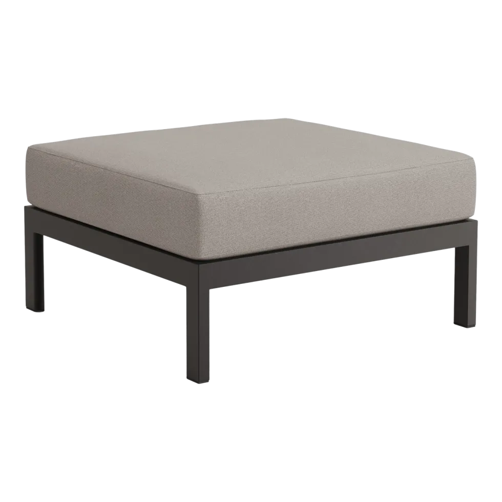 Repose-pieds en métal noir et tissu beige Easy - Tiptoe
