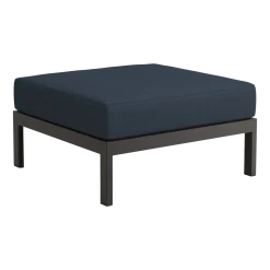 Repose-pieds en métal noir et tissu bleu nuit Easy - Tiptoe
