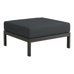 Repose-pieds en métal noir et tissu gris ardoise Easy - Tiptoe