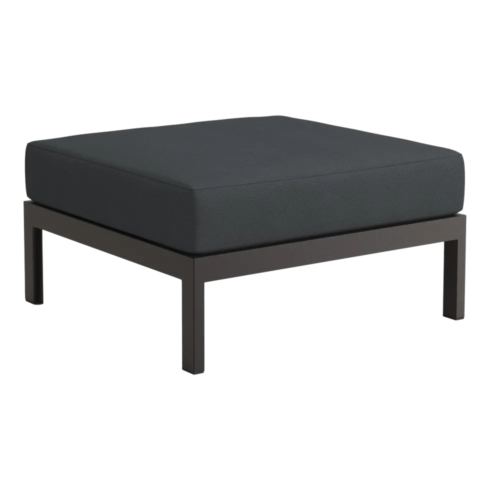 Repose-pieds en métal noir et tissu gris ardoise Easy - Tiptoe