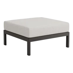 Repose-pieds en métal noir et tissu gris chiné Easy - Tiptoe
