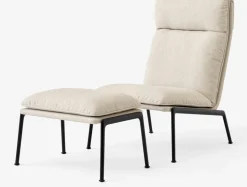 Repose-pieds en tissu beige et acier noir Muno LN20 - &tradition