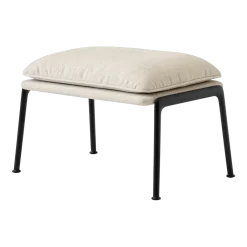 Repose-pieds en tissu beige et acier noir Muno LN20 - &tradition
