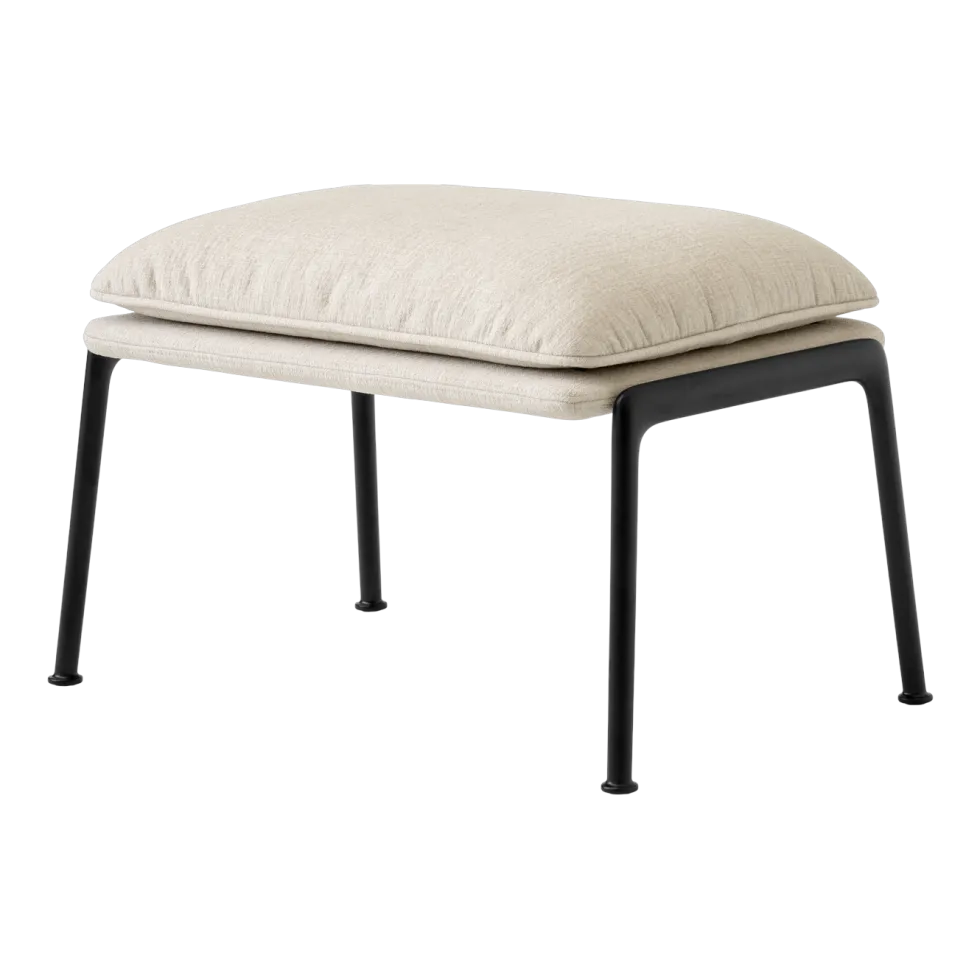 Repose-pieds en tissu beige et acier noir Muno LN20 - &tradition