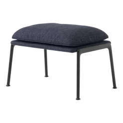 Repose-pieds en tissu bleu et acier noir Muno LN20 - &tradition
