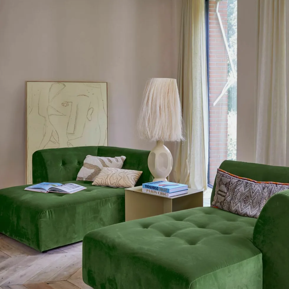 Repose-pieds en velours côtelé gris S Vint - Hkliving