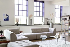Repose-pieds en velours côtelé gris Vint - Hkliving