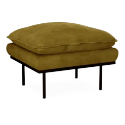 Repose-pieds en velours vert olive Retro - Hkliving