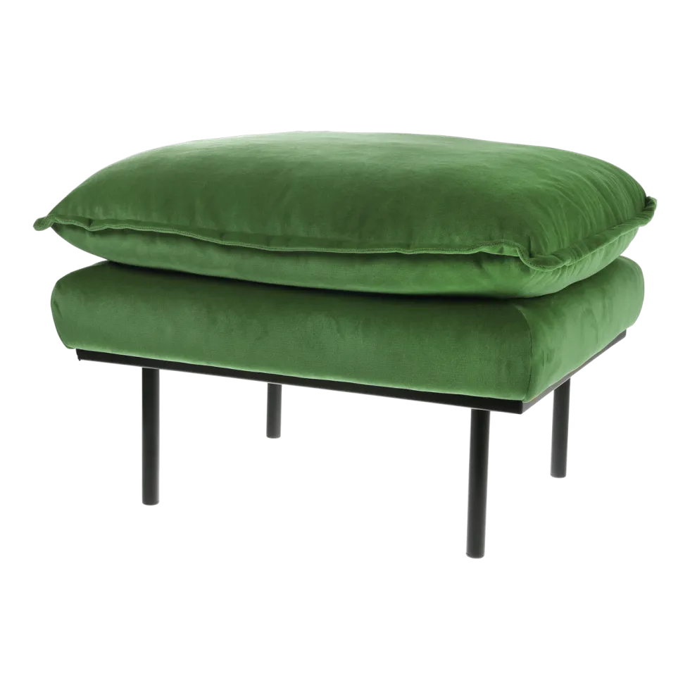 Repose-pieds en velours vert Retro - Hkliving