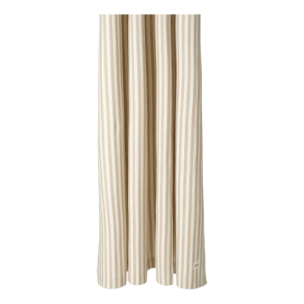 Rideau de douche en coton rayé blanc cassé sable 160 x 205 cm Chambray - Ferm Living