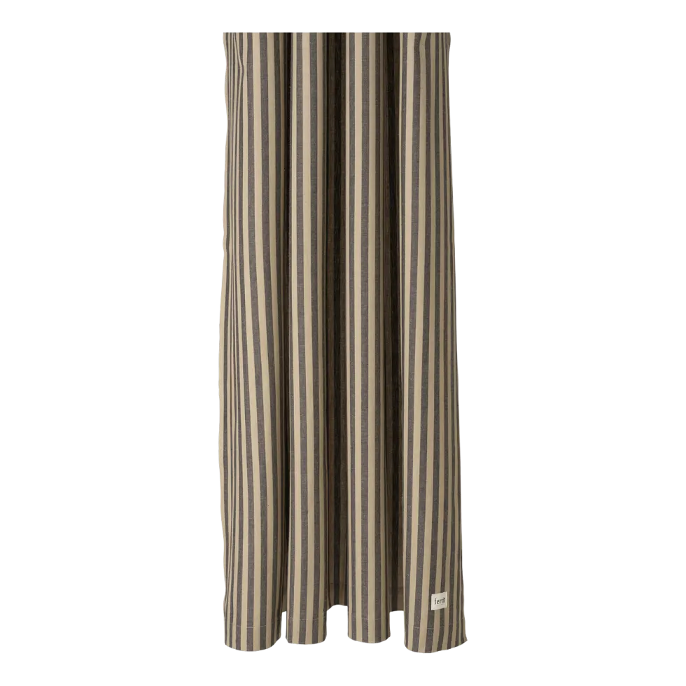 Rideau de douche en coton rayé noir sable 160 x 205 cm Chambray - Ferm Living