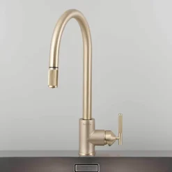 Robinet mitigeur de cuisine avec douchette en métal massif brut laiton 37,2 x 25,3 cm - Buster+Punch