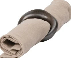 4 ronds de serviettes en porcelaine bronze rustic 6,5x7,2x2,1cm Orrith - Ferm Living
