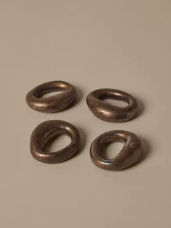 4 ronds de serviettes en porcelaine bronze rustic 6,5x7,2x2,1cm Orrith - Ferm Living