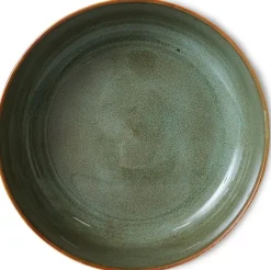 Saladier en grès intérieur vert 25 cm Vaisselle 70's - HKliving