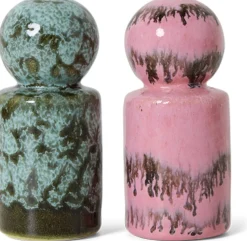 Salière et poivrier en céramique baroque 4,8x4,8x9,8cm Vaisselle 70's - HKLiving