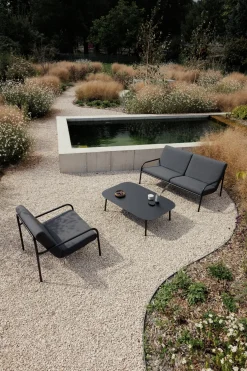 Salon de jardin 3 éléments en acier blanc et assise graphite - Metallbude