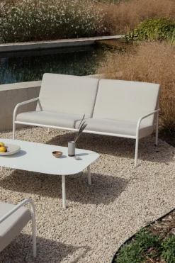 Salon de jardin 4 éléments en acier blanc et assise sable - Metallbude