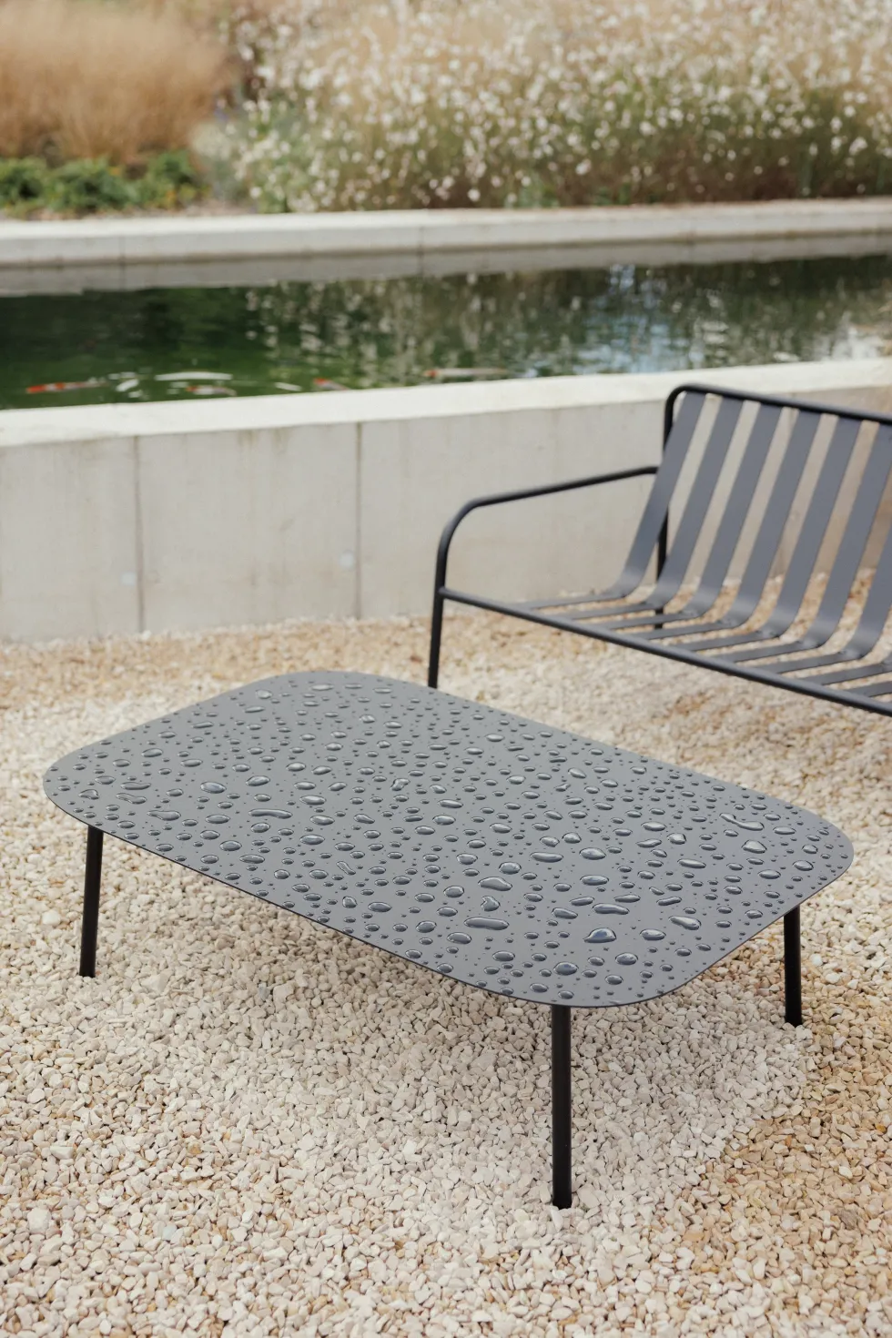 Salon de jardin 4 éléments en acier noir et assise graphite - Metallbude