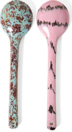 70s ceramics: serving spoons sprinkle, set of 2