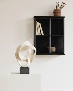 Sculpture en polyrèsine blanc et finition béton noir Rosala - Nordal