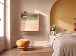 Secrétaire mural en chêne vert cendré et sauge 80 x 32 x 72 cm Gaston - Hartô