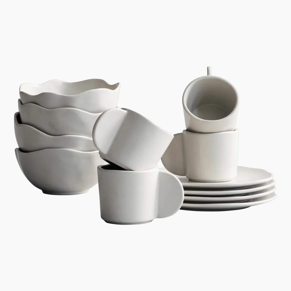 Service petit-déjeuner pour 4 personnes en céramique beige Native - 101 COPENHAGEN