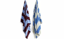 Serviette de bain à rayures bordeaux et bleu ciel Frotté - HAY