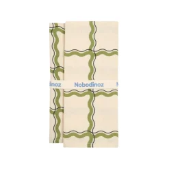 2 serviettes de table en popeline de coton bio à carreaux vert et bleu 45 x 45 cm - Nobodinoz