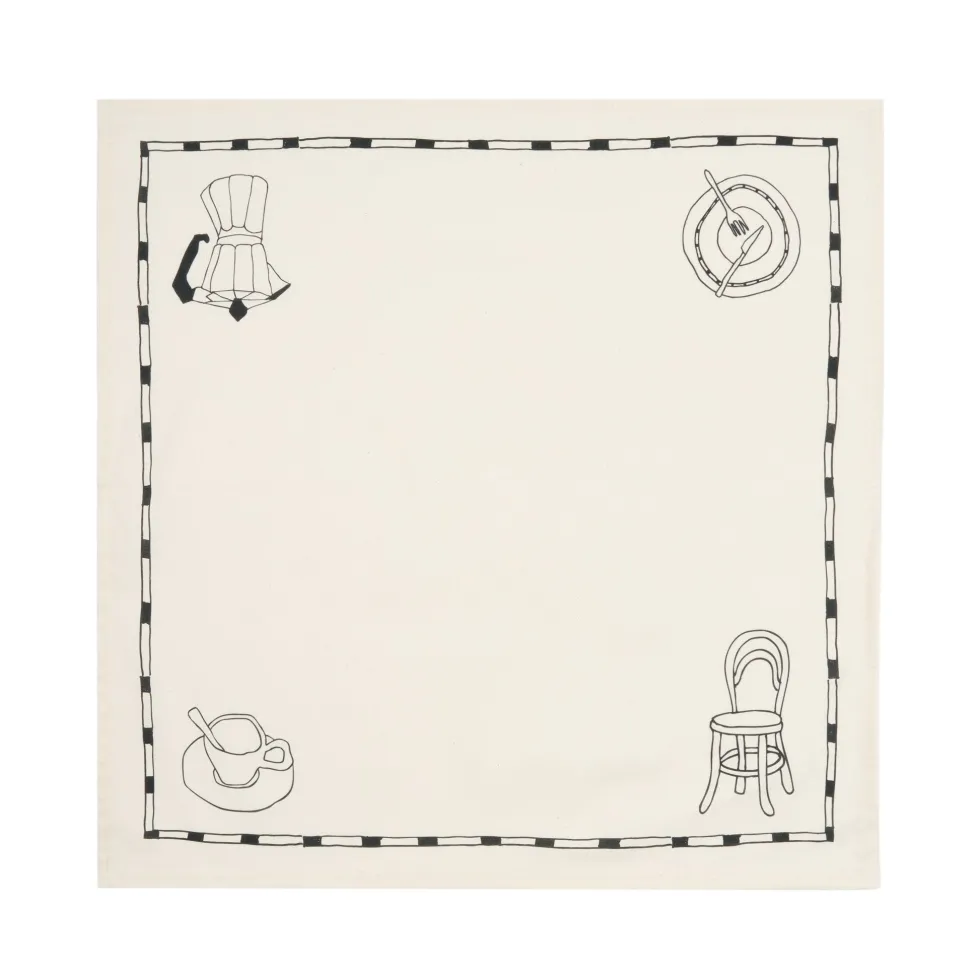 2 serviettes de table en popeline de coton bio noir 45 x 45 cm - Nobodinoz