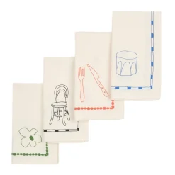 2 serviettes de table en popeline de coton bio rouge 45 x 45 cm - Nobodinoz