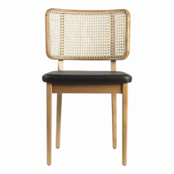 Set de 2 chaises en chêne naturel et cuir noir Cannage - RED Edition