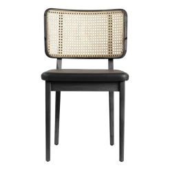 Set de 2 chaises en chêne teinté noir et cuir noir Cannage - RED Edition