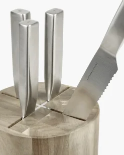 Set de couteaux en acier gris avec bloc en bois marron 16x16x35cm Base - Serax