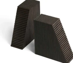 Set de 2 serre-livres en acajou massif foncé Grooves - Ethnicraft Accessories