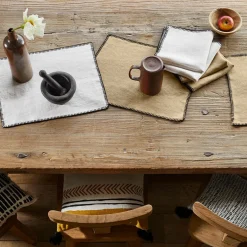 Set De Table Nino Beige Seigle Et Feston Noir - Madura