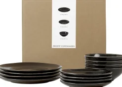 Set de vaisselle pour quatre en grès émaillé charbon Nordic Coal - Broste Copenhagen