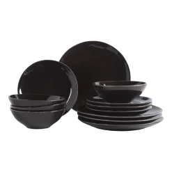 Set de vaisselle pour quatre en grès émaillé charbon Nordic Coal - Broste Copenhagen