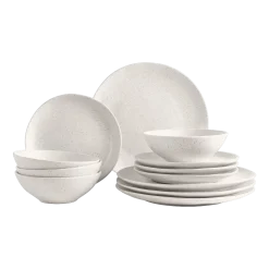 Set de vaisselle pour quatre en grès émaillé crème Nordic Vanilla - Broste Copenhagen