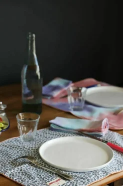2 sets de table réversibles motif léopard bleu et tie and dye Graou Bleu - Maryne Guyot Créations